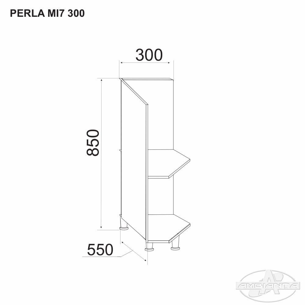 Шкаф PERLA MI7 300 (нижний вспомогательный модуль) — Антрацит