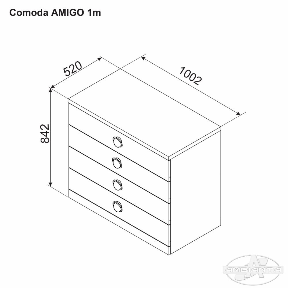 AMIGO Chest of Drawers — Gray
