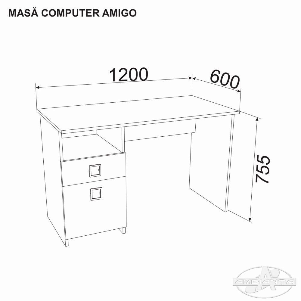 Masa computer AMIGO — Alb