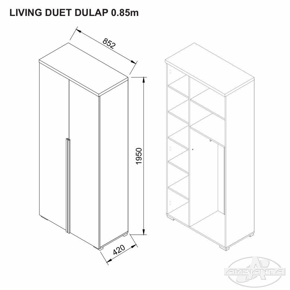 Living DUET dulap 0.85m — Gri — Alb Samoa