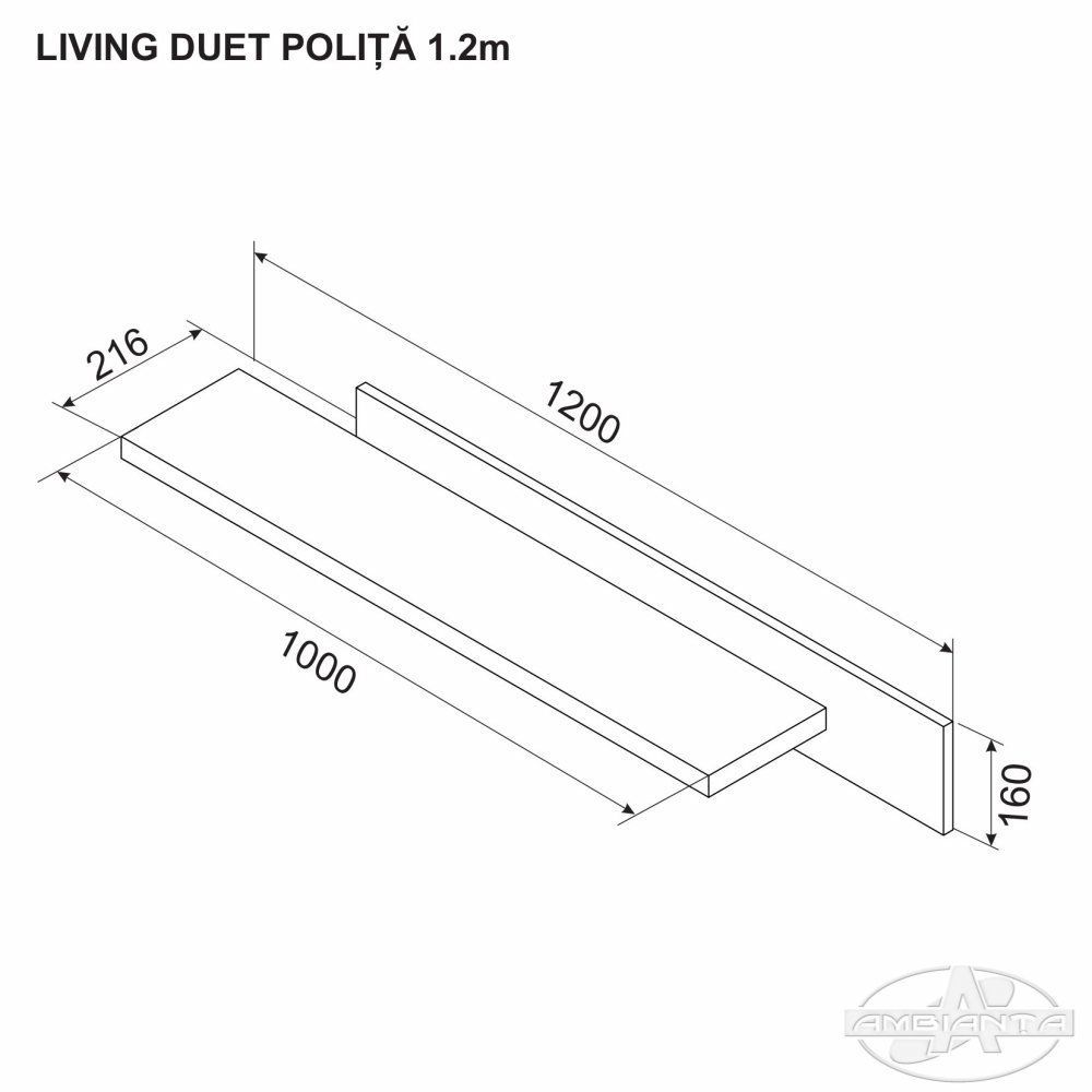Living DUET polița 1.2 m — Bardolino — Gri